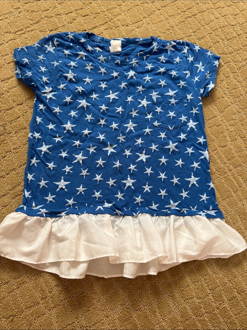 Crewcuts Blue Star Print Ruffle-Hem Tee